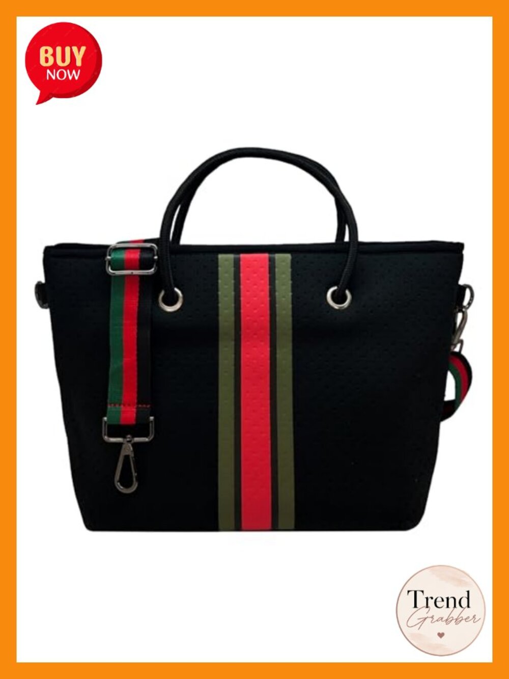 Neoprene Mini Tote Bag with Zipper Wristlet Crossbody Strap Lightweight Washable